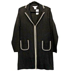 Misook NWT Duster, Jacket Black with Yellow trim